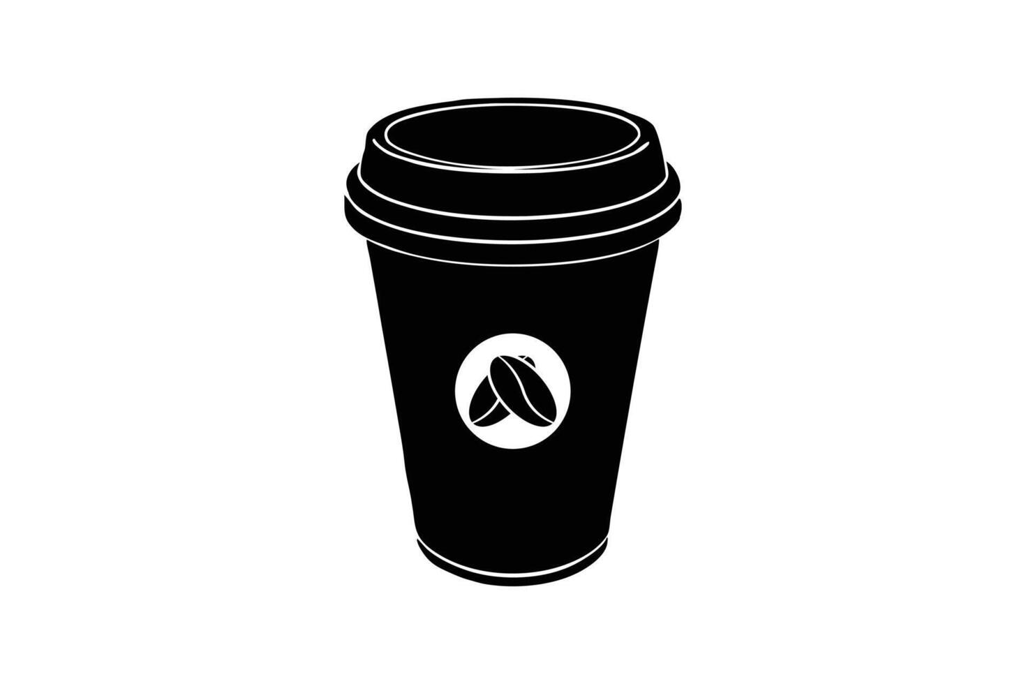 Silhouette art illustration of a paper coffee cup with a lid vector