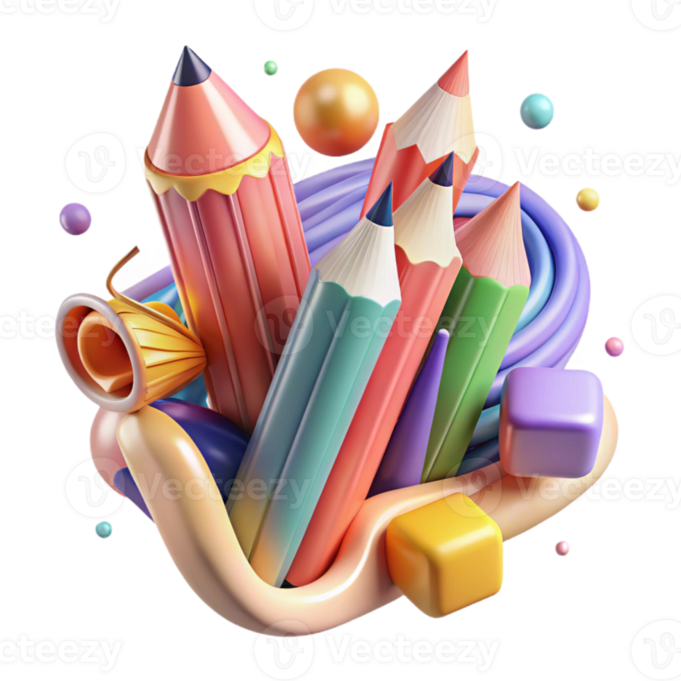 magnificent creative Colorful Pencils Art Collaboration Transparent Background png