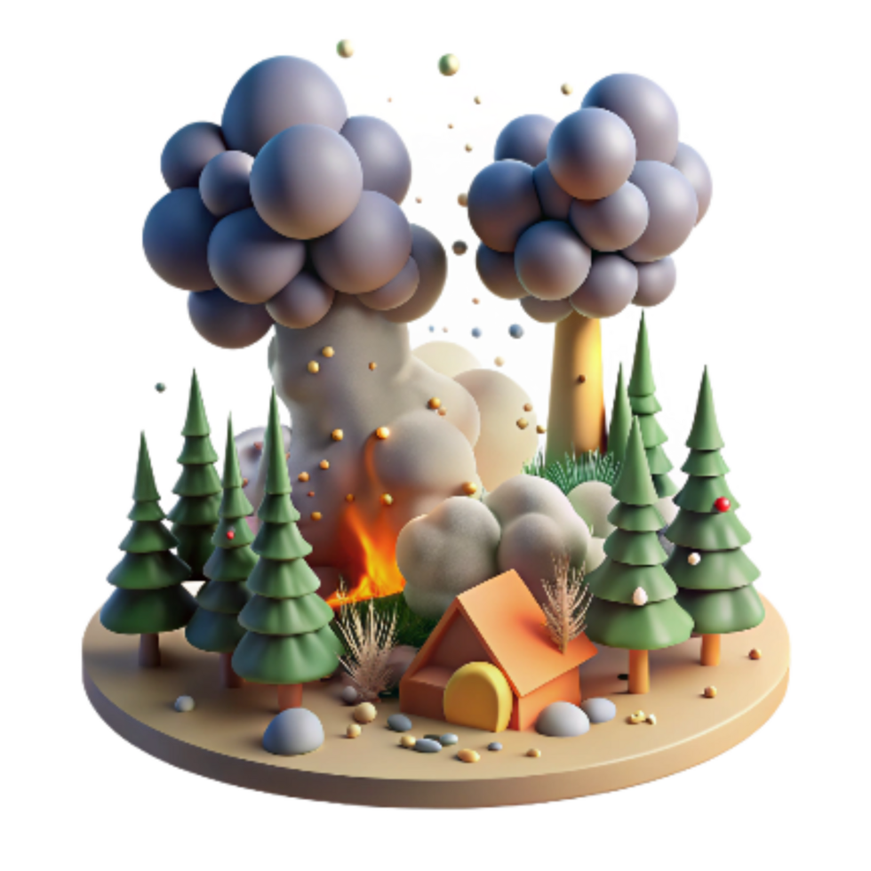 impressive artistic Forest Fire with Smoke Plume Cutout detailed png