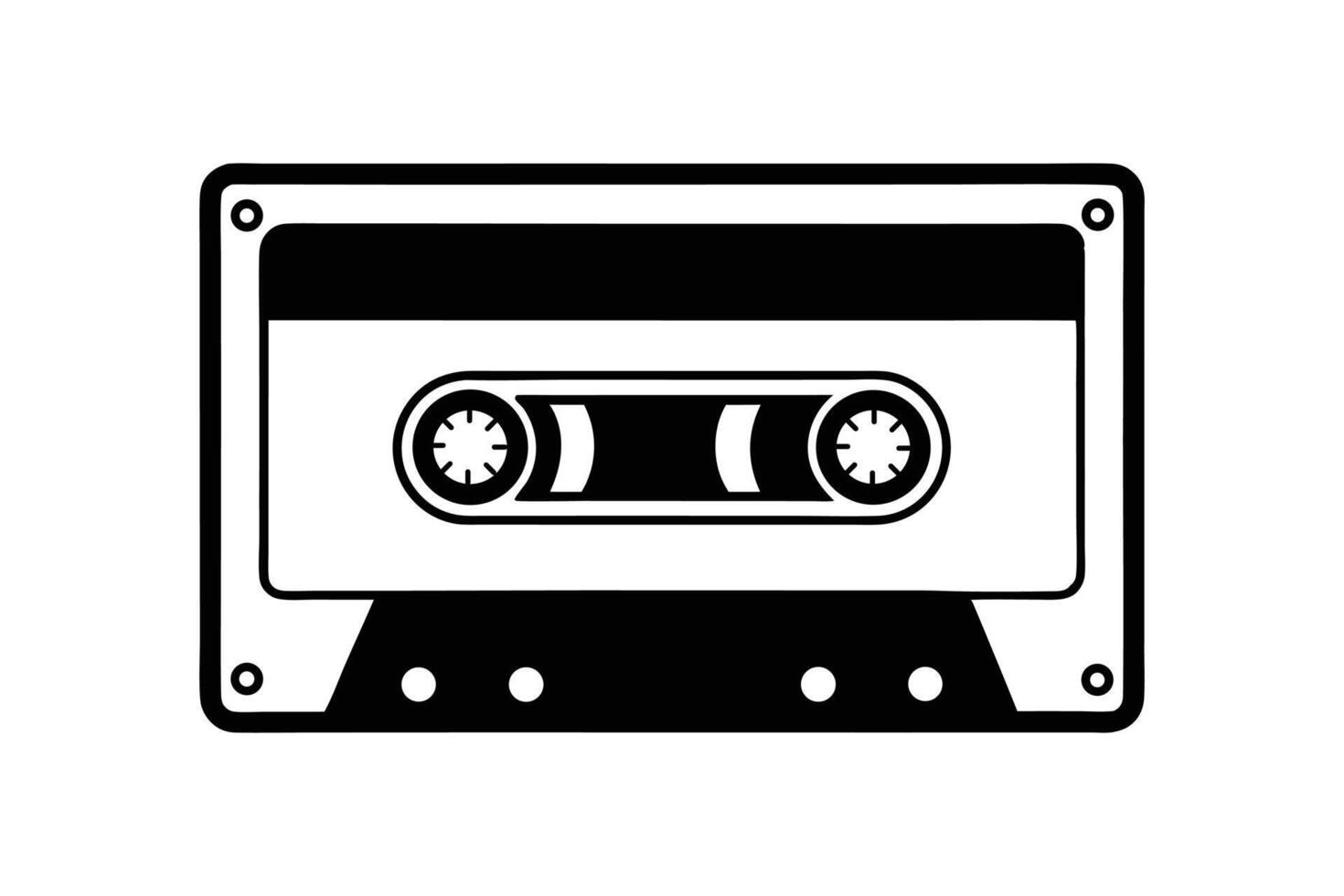 Silhouette art illustration of a cassette tape vector