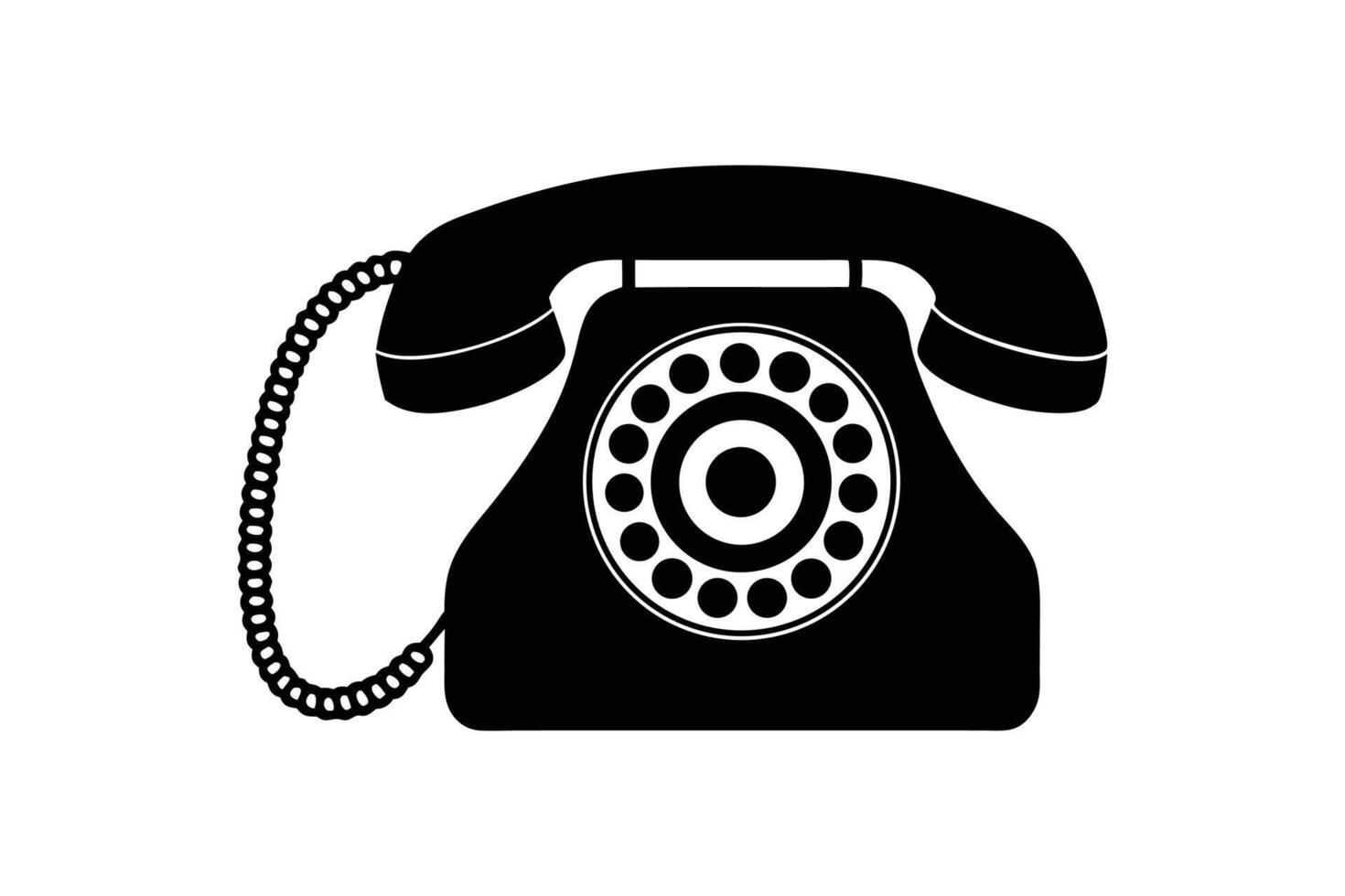 Silhouette art illustration of a rotary dial telephone vector