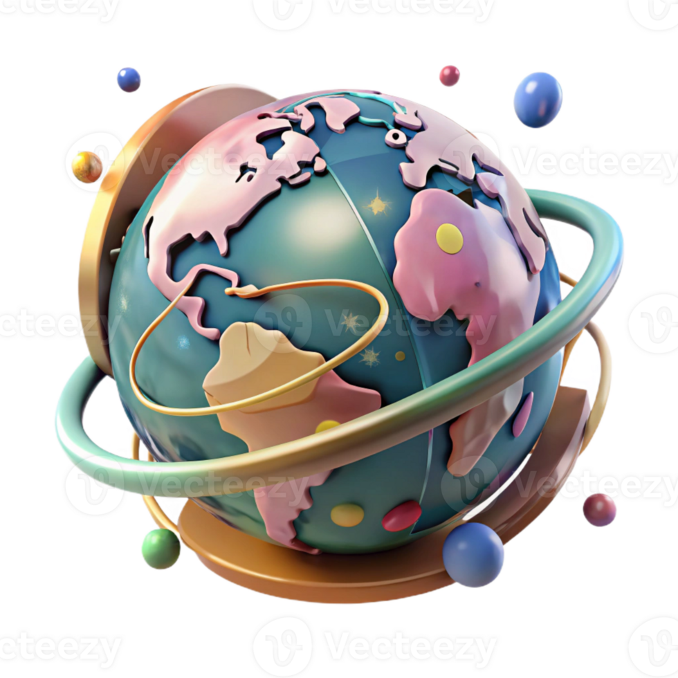 extraordinary abstract Globe Rotating on Axis Transparent Background original png
