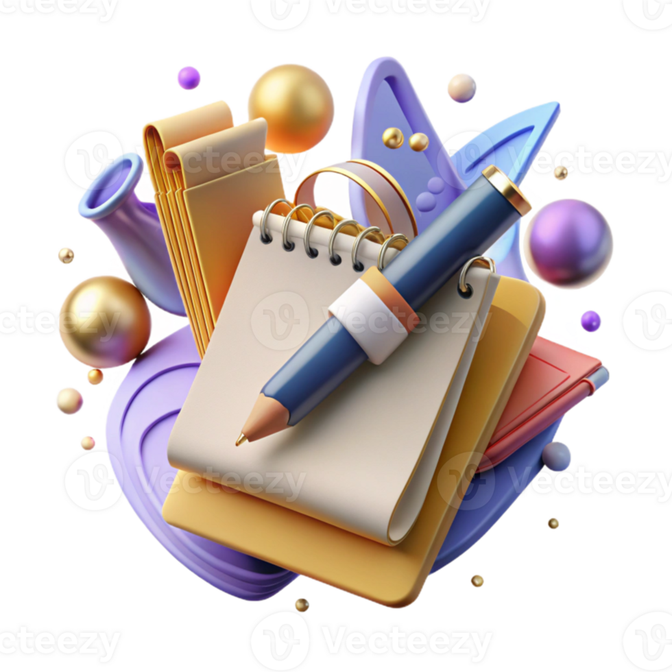 serene modern Digital Pen and Notepad Isolated Element premium png