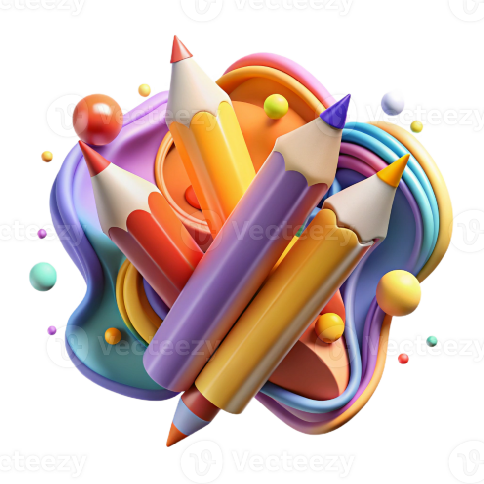 vibrant modern Colorful Pencils Art Collaboration Transparent Background genuine png
