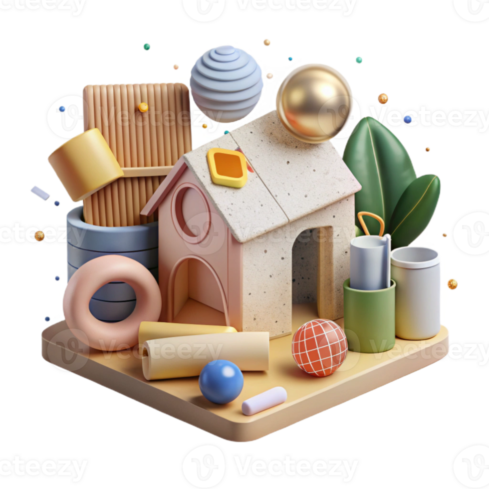 dramatic modern Eco Friendly Home Products Flat Lay Isolated on Transparent Background high resolution png