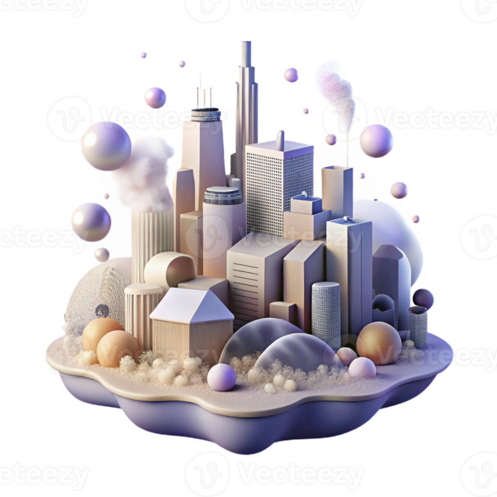 wonderful abstract Air Pollution City Skyline Hazy Transparent Background authentic png