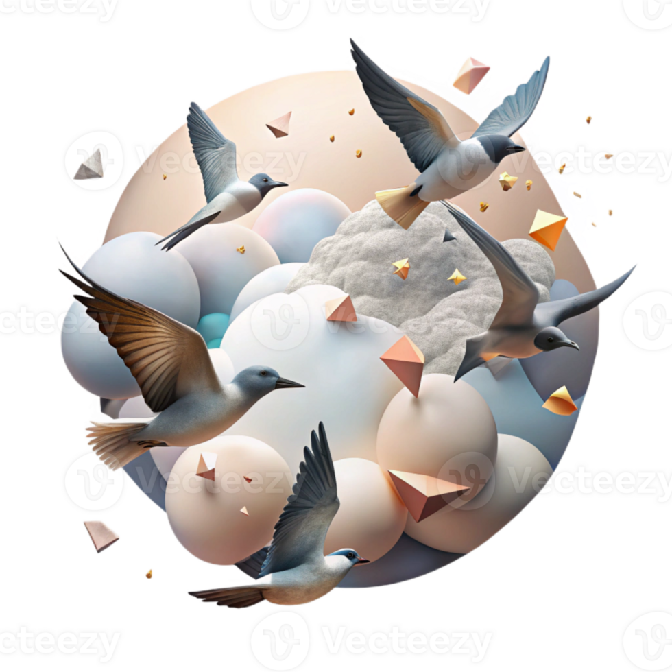 extraordinary creative Bird Migration Flight Formation Cutout Cloudy Sky Transparent Background png