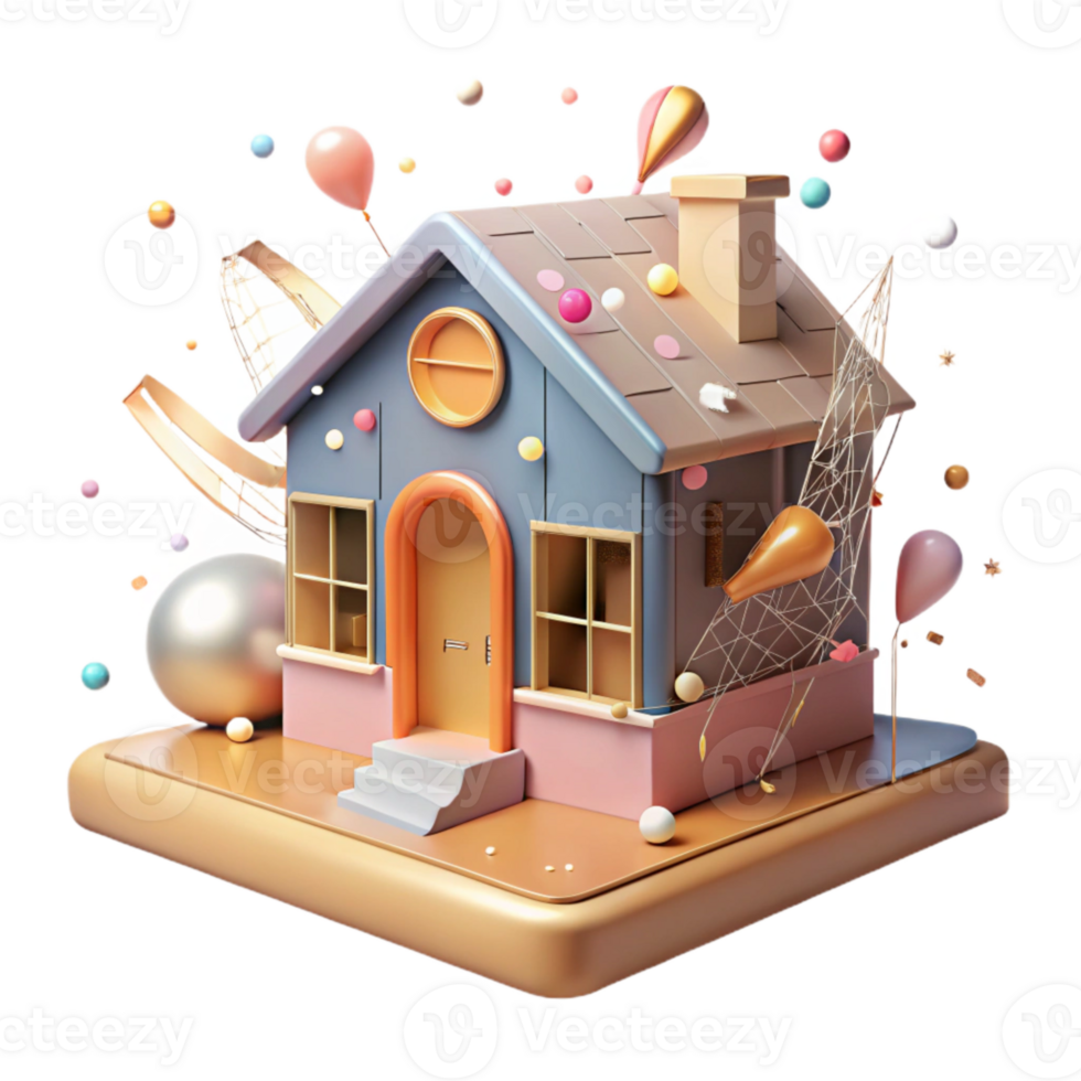 impressive contemporary D Model of a House Cutout with Wireframe View png