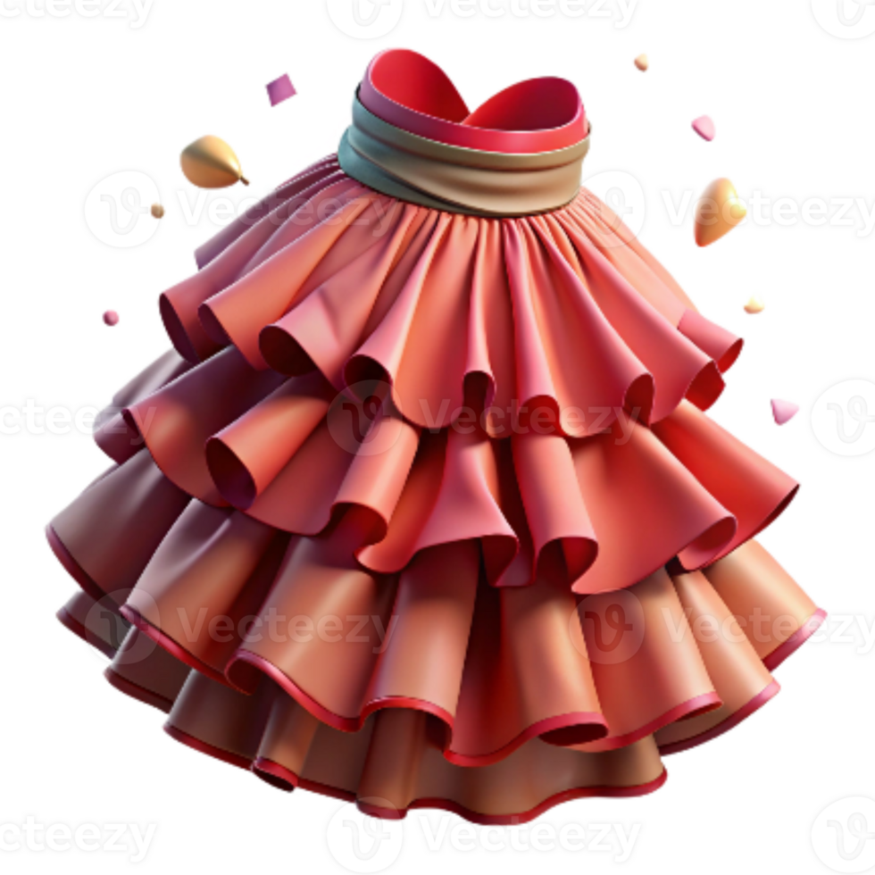 beautiful artistic Flamenco Skirt with Flounces Isolated on White professional png