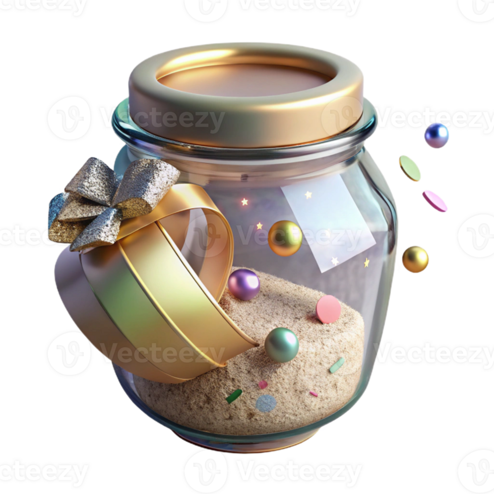 extraordinary abstract Glass Jar with Recycled Paper Label Transparent Background high quality png