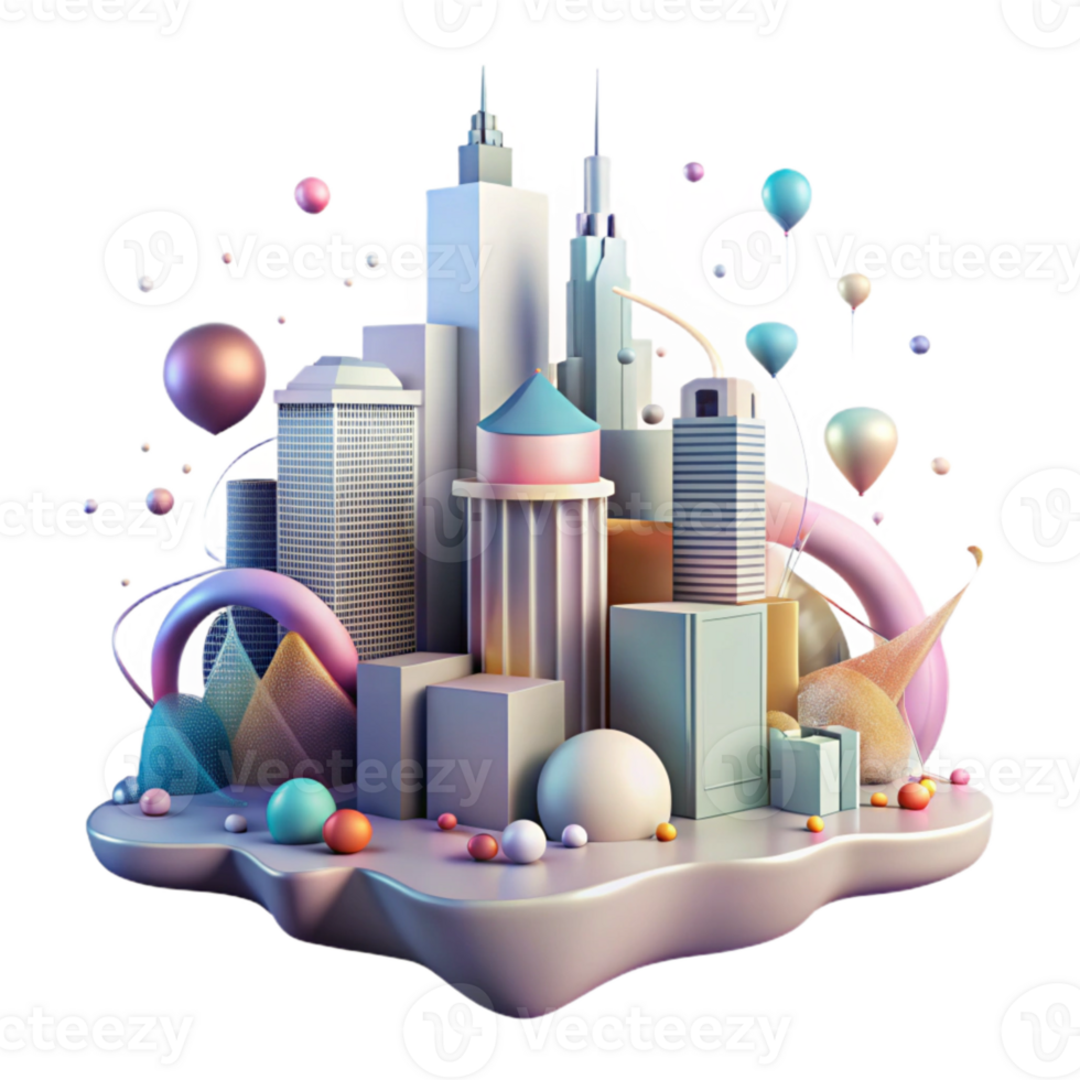 magnificent creative Cityscape with Noise Pollution Gradient Overlay Isolated detailed png