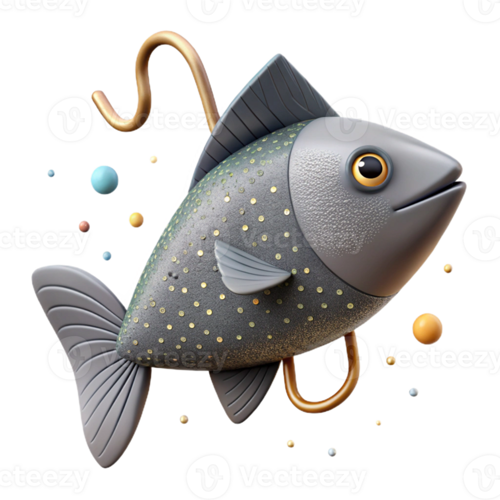 stunning traditional Fish Silhouette with Hook Isolated White Background high resolution png