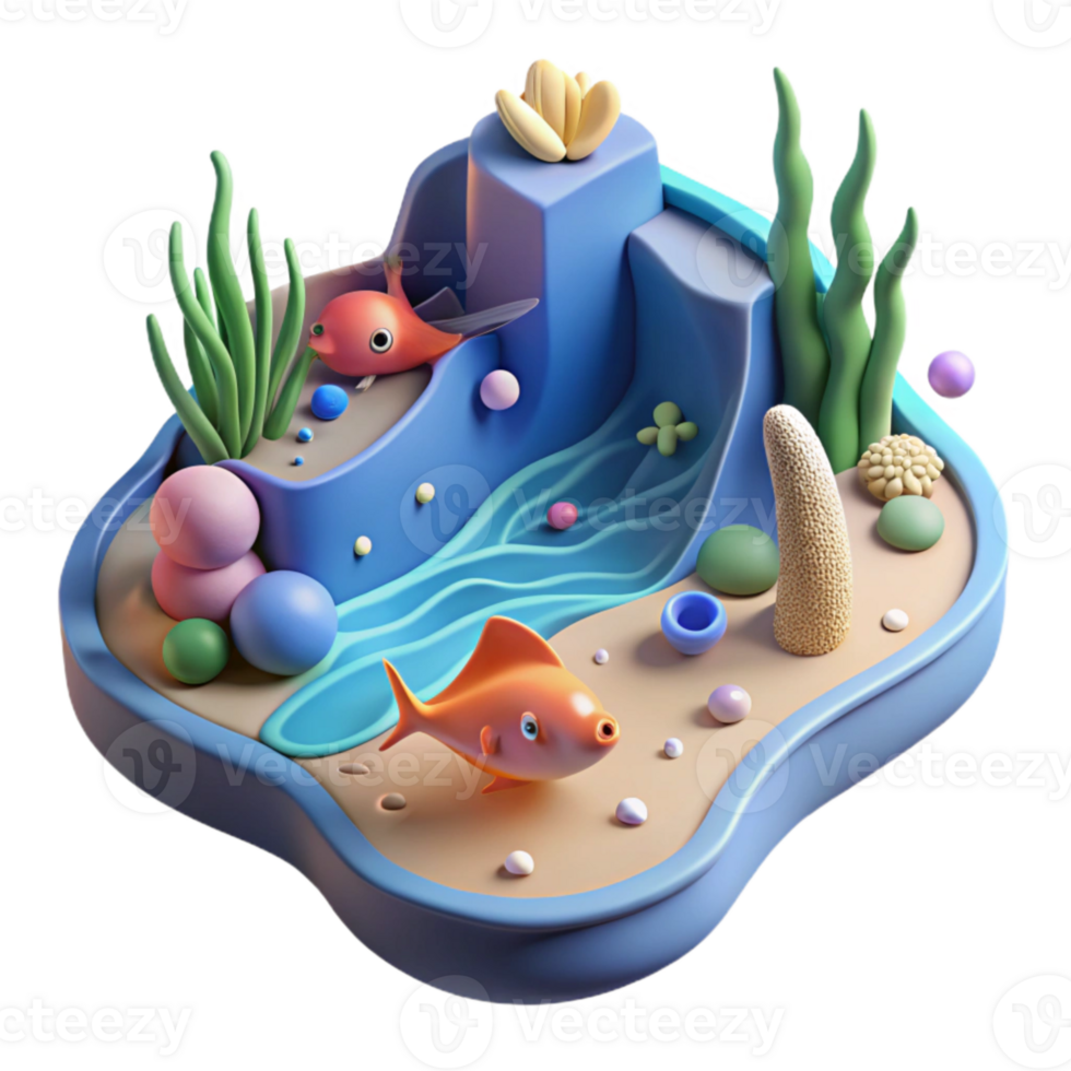 elegant contemporary Aquatic Ecosystem Diagram Cutout Educational Tool Isolated high resolution png