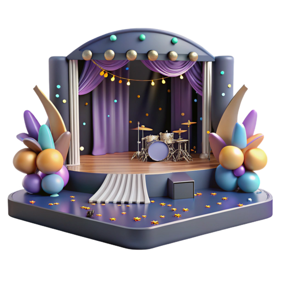 vibrant abstract Concert Stage Spotlit Cutout with Dark Background high quality png