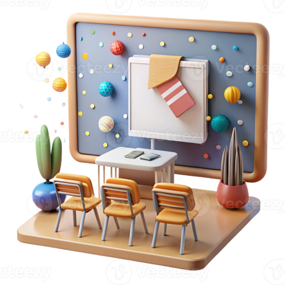 dramatic abstract Classroom with Interactive Projector Cutout high resolution png
