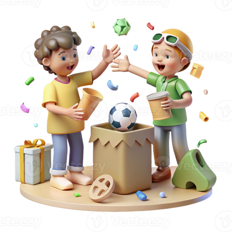 elegant contemporary Children Learning About Recycling Isolated Cutout png