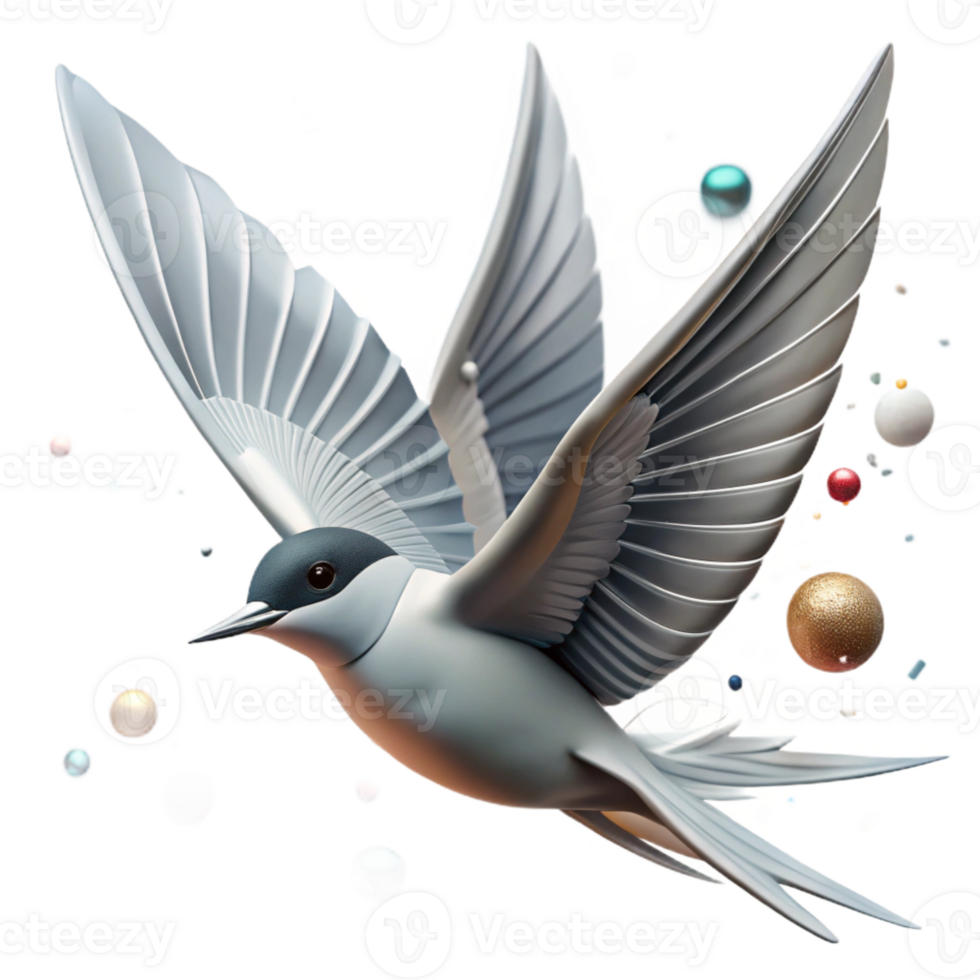 magnificent classic Arctic Tern in Flight Silhouette Cutout Element high resolution png