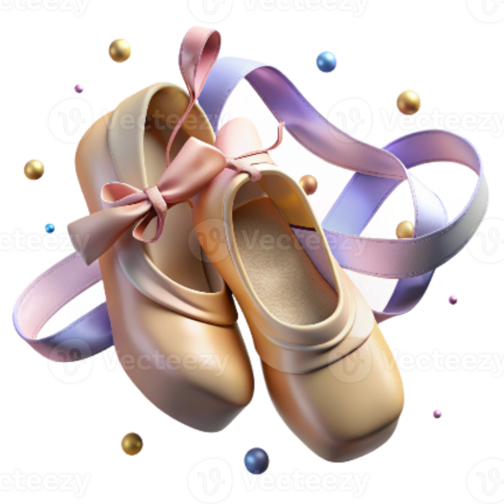 impressive traditional Ballet Shoes and Ribbons Isolated Transparent Background authentic png