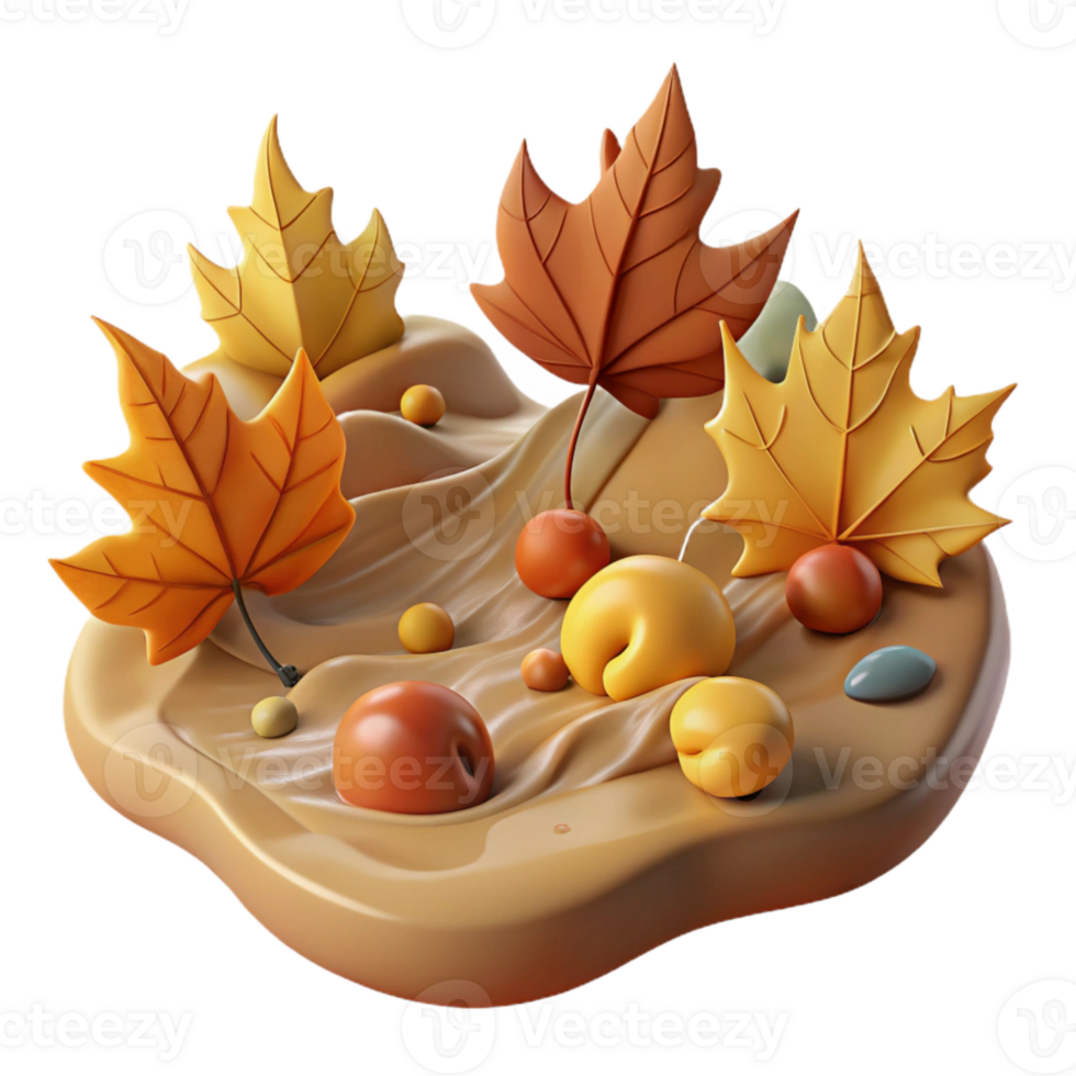 serene vintage Autumn Leaves on River Surface Isolated Element Warm Tones high resolution png