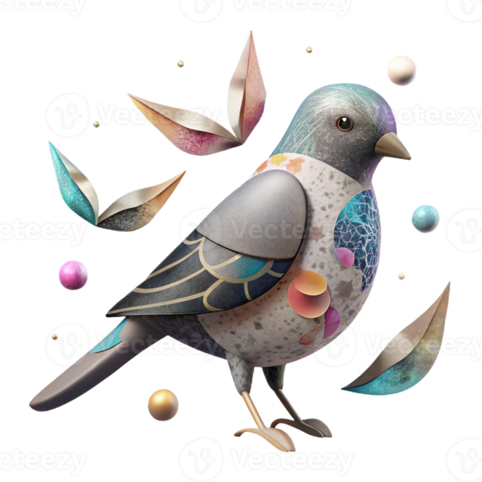 extraordinary artistic Bird Silhouette with Watercolor Texture Cutout original png