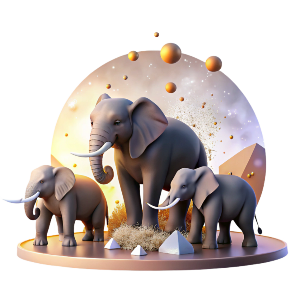stunning traditional Elephant Herd Silhouette Sunrise Scene Transparent genuine png