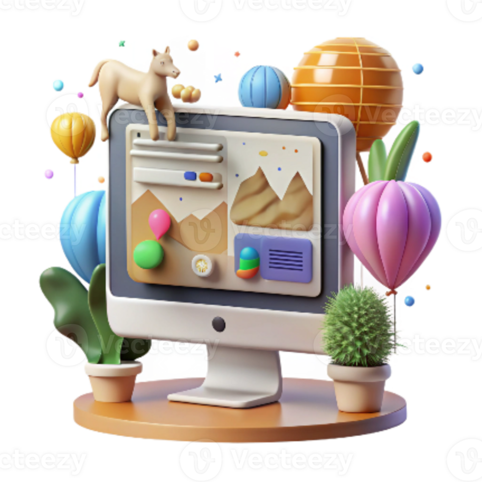 extraordinary minimalist Computer Interface for Wildlife Monitoring System Clean Design Isolated professional png