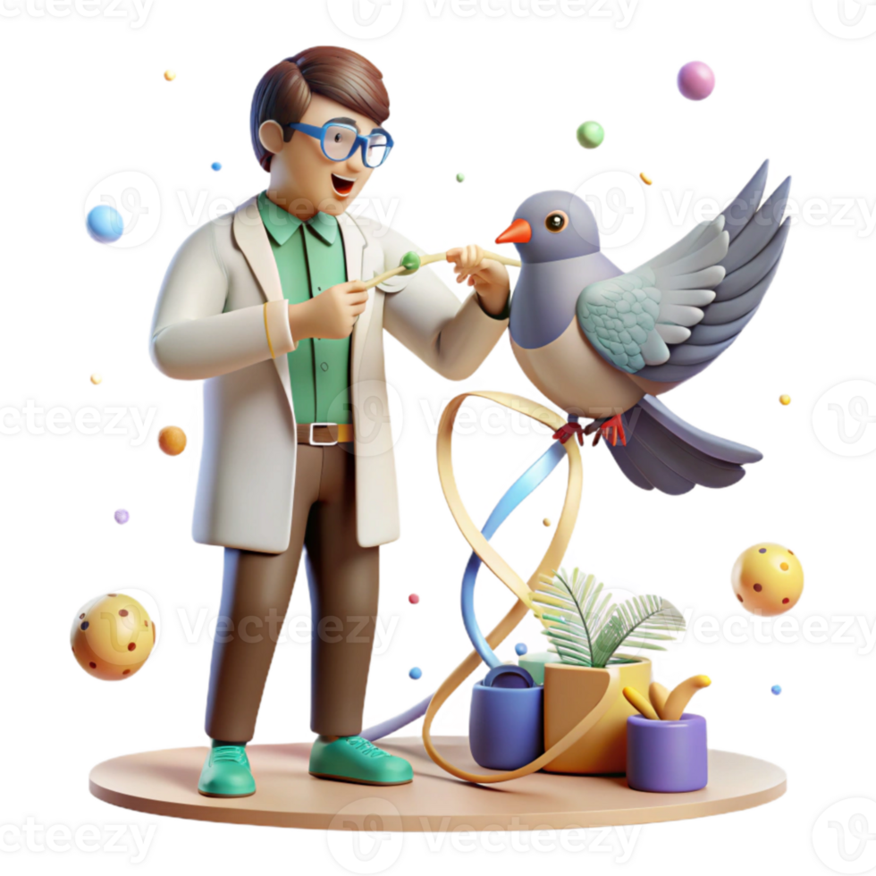 magnificent vintage Citizen Scientist Banding a Bird Isolated premium png