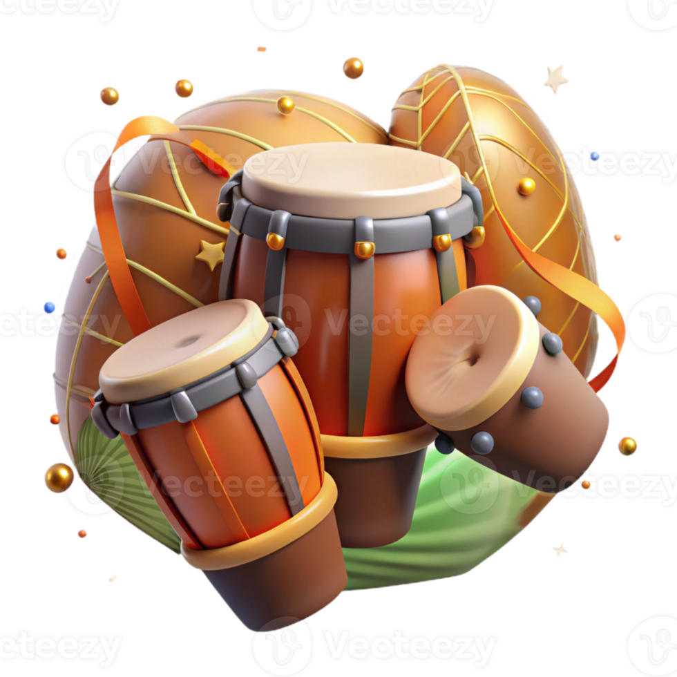 elegant artistic Brazilian Samba Drums Cutout Rhythmic Beat genuine png