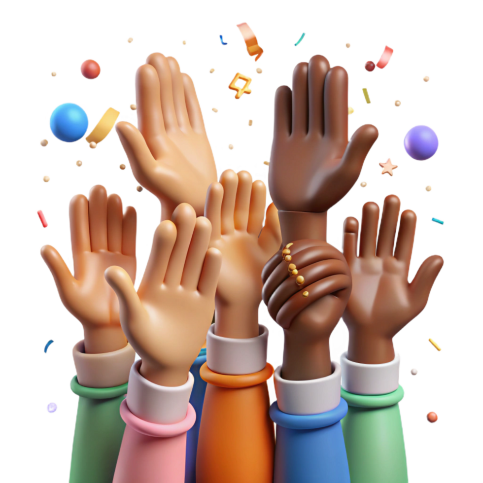elegant creative Diverse Hands Reaching Up Hope Symbol Transparent Background high resolution png
