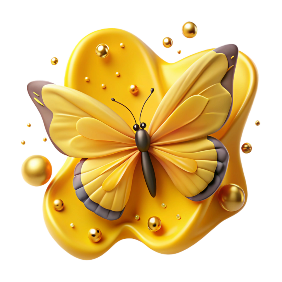 impressive vintage Bright Yellow Butterfly Cutout detailed png