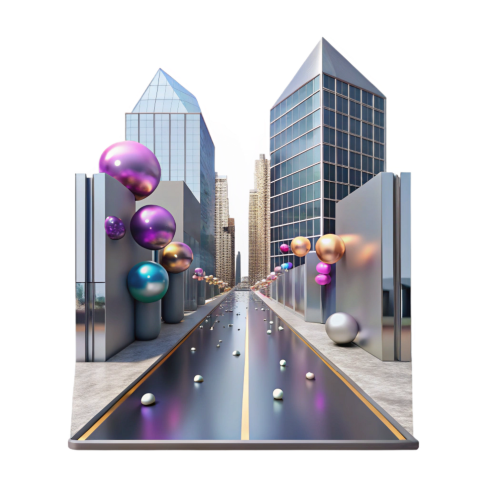 dramatic abstract City Street with Reflections Isolated Element detailed png