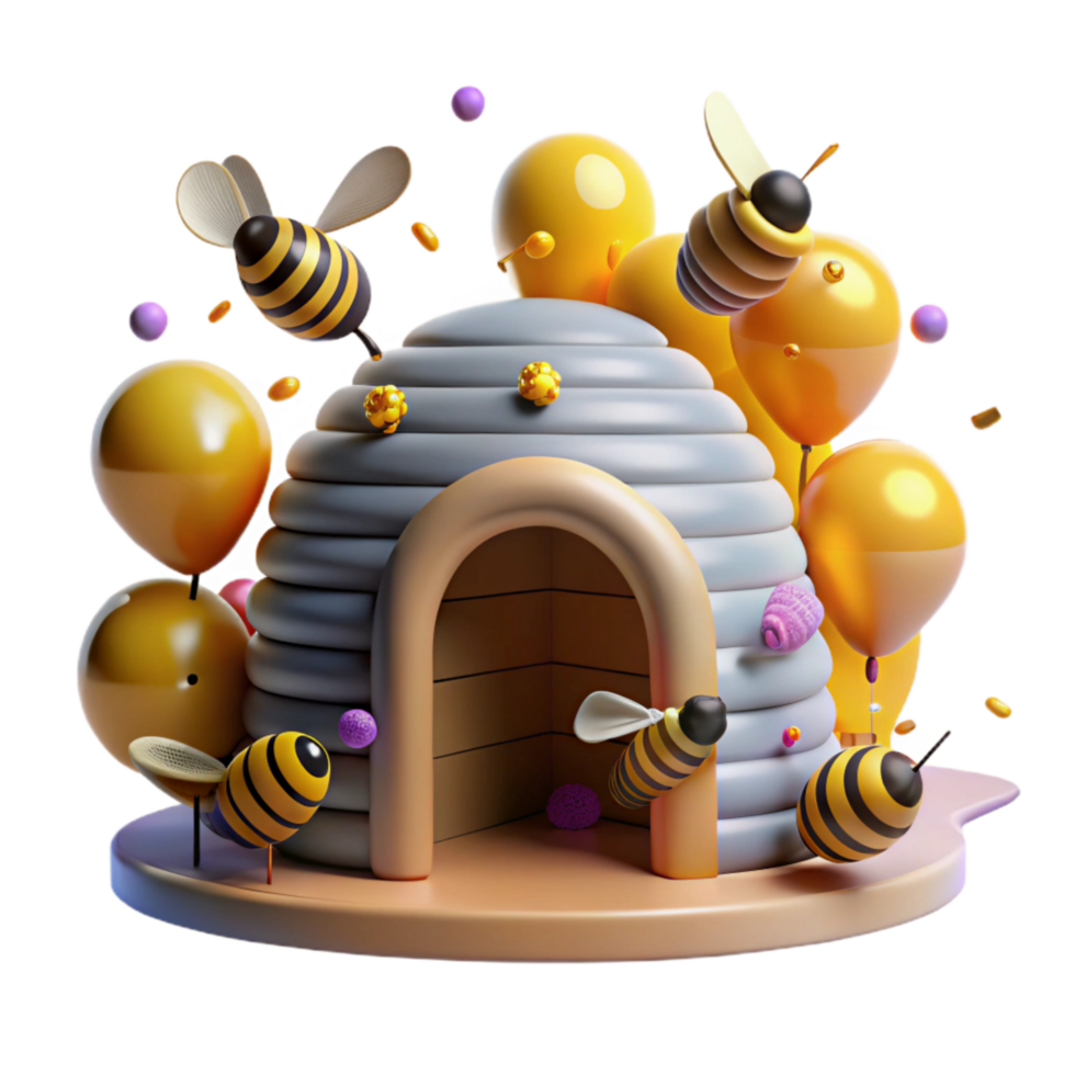 extraordinary artistic Beehive Entrance with Bees Isolated original png