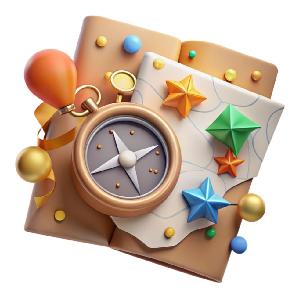 stunning rustic Compass and Map Adventure Theme Transparent Background Cutout high quality png