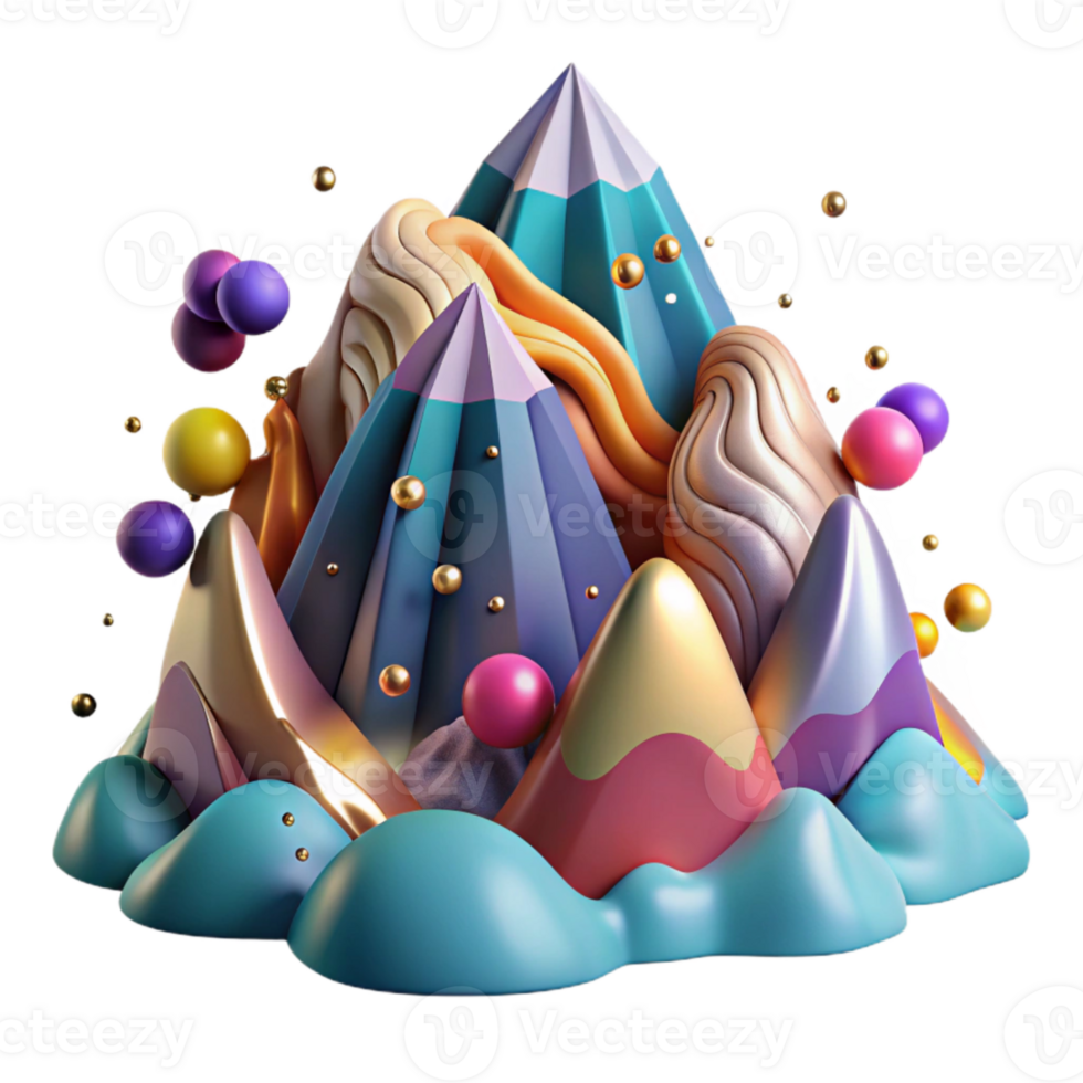 vibrant rustic Abstract Mountain Design Isolated with Vibrant Colors exclusive png