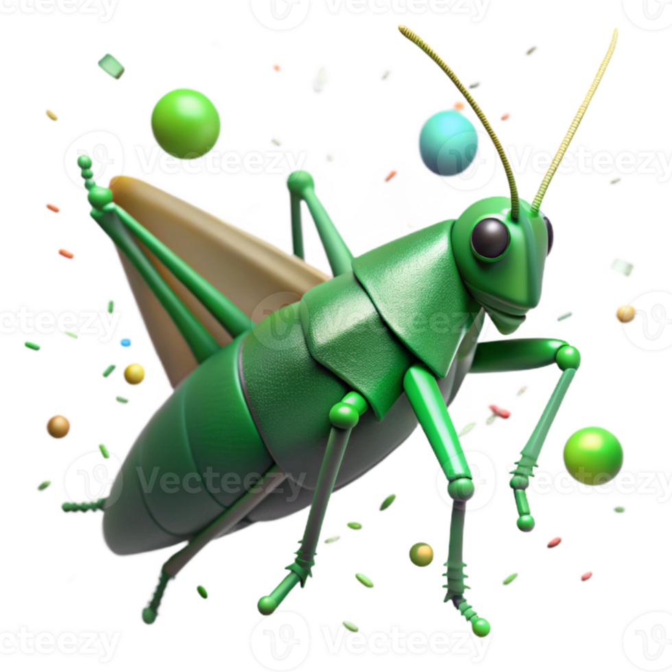magnificent modern Dark Green Grasshopper with Transparent Background high resolution png