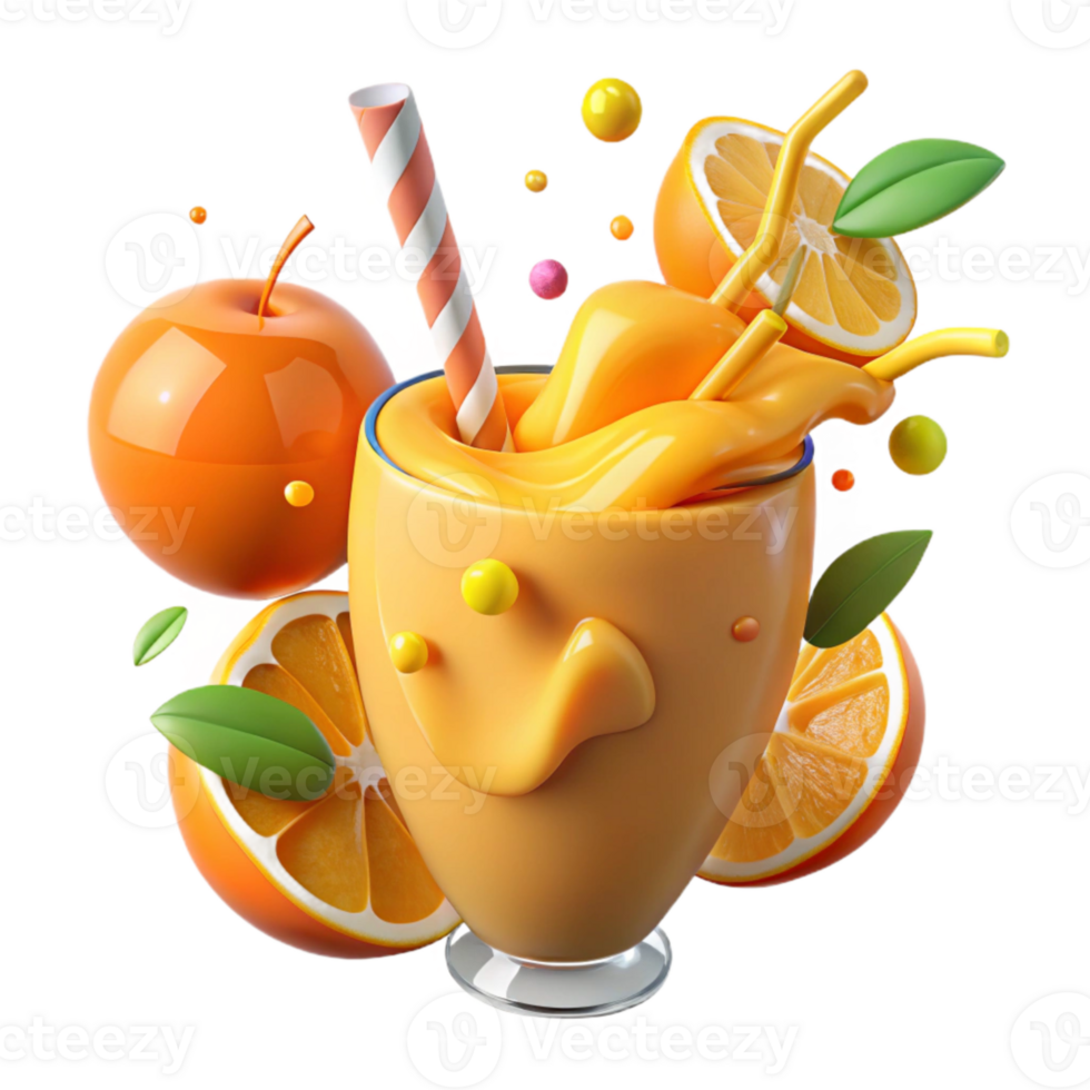serene creative Freshly Squeezed Orange Juice in Glass Isolated high quality png