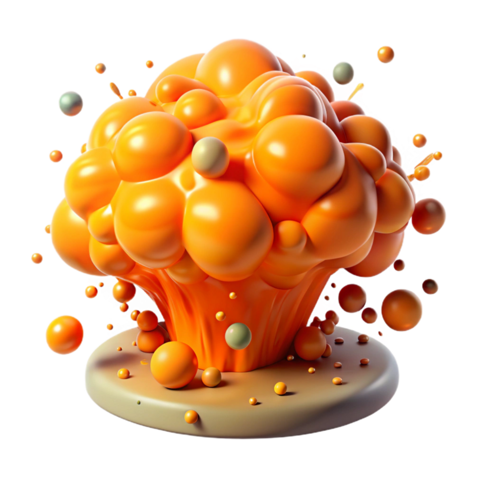 dramatic artistic Chemical Reaction Explosion Bright Orange Isolated Element genuine png