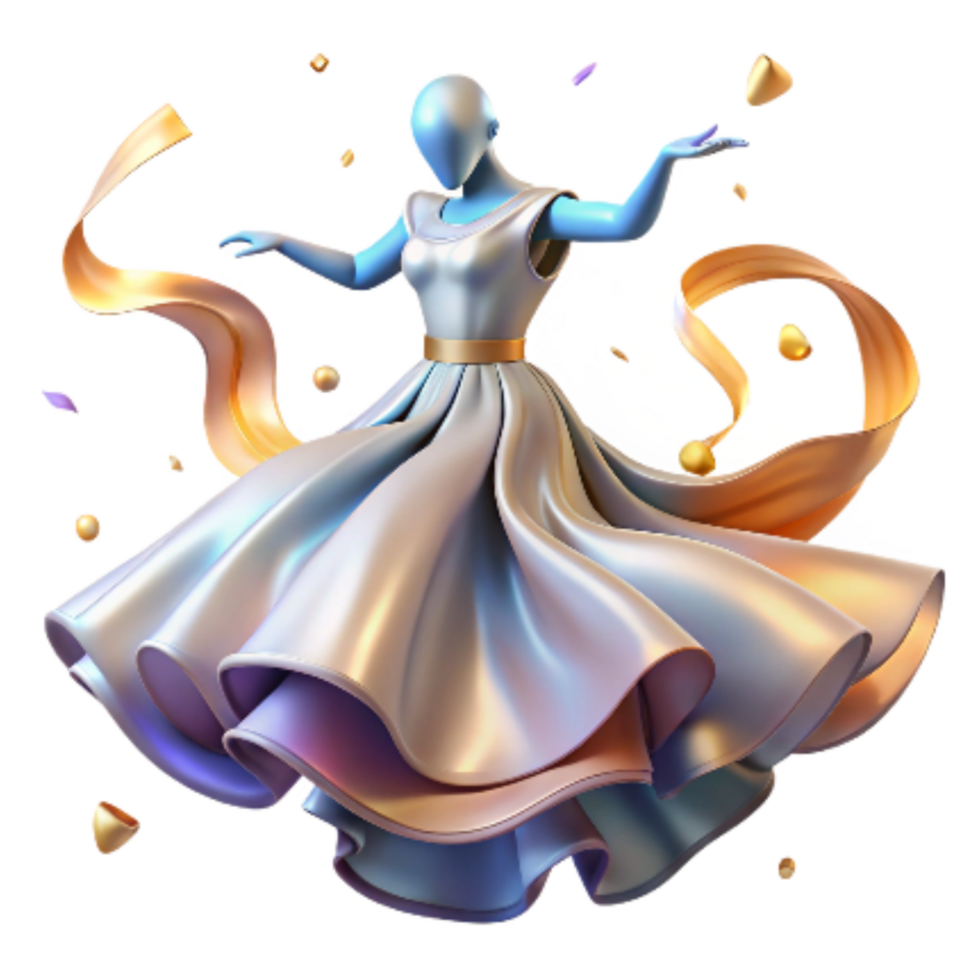 extraordinary rustic Flowing Dress of a Dancer Isolated with Soft Lighting premium png