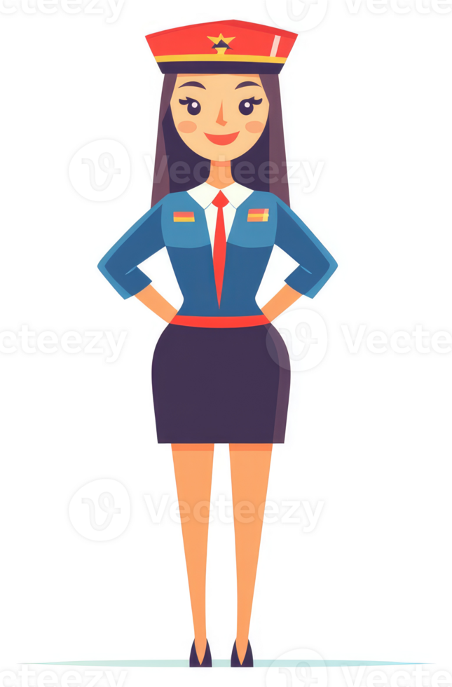 A woman in a formal uniform, ready to perform duties. png
