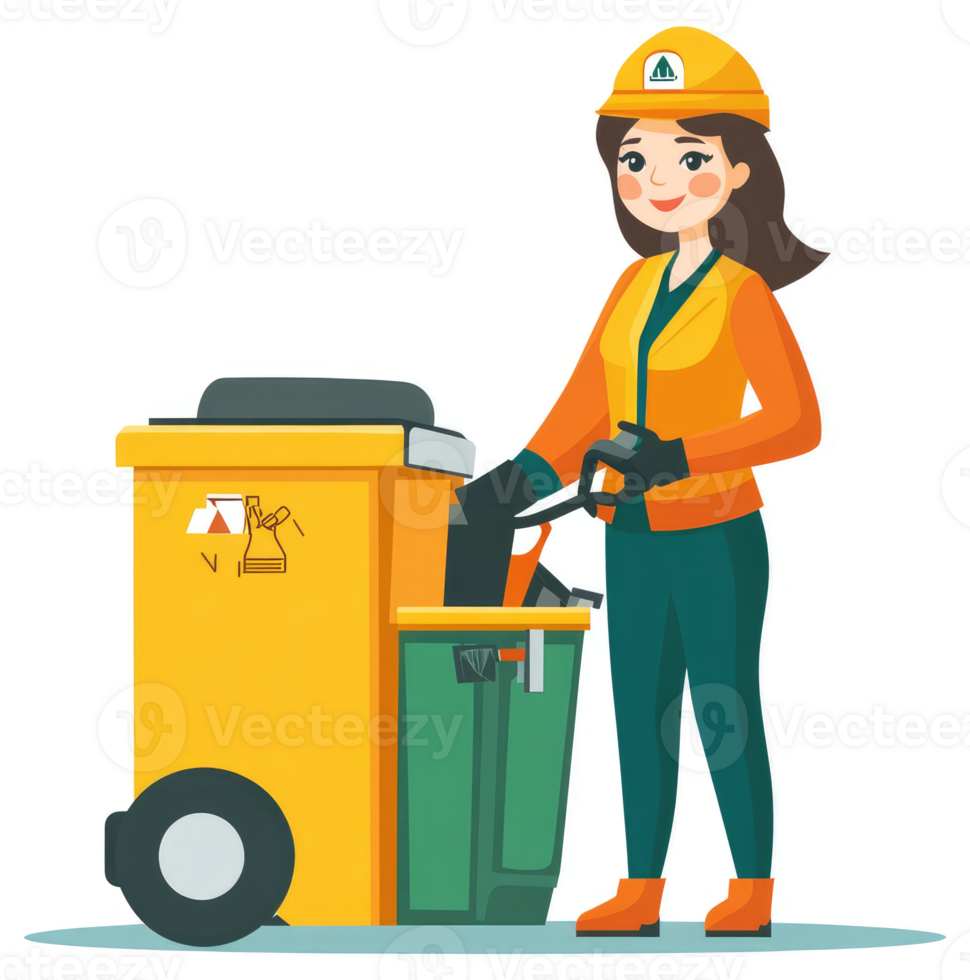 A female worker empties hazardous waste into a large disposal container. png