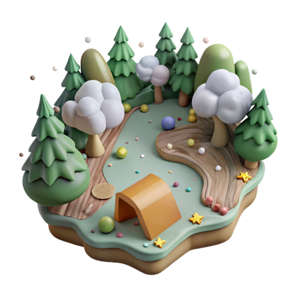 vibrant rustic Forest Clearing Top View Transparent Cutout premium png
