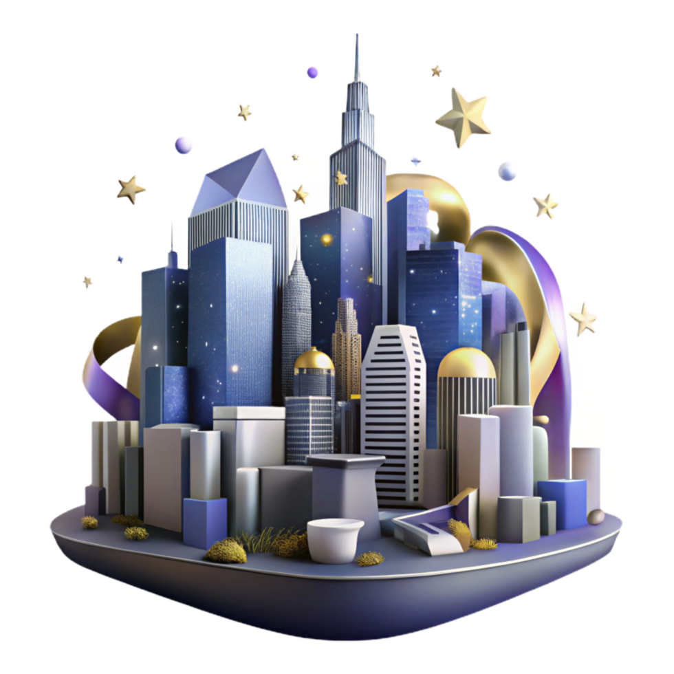 beautiful abstract City Skyline at Night with Stars Cutout genuine png