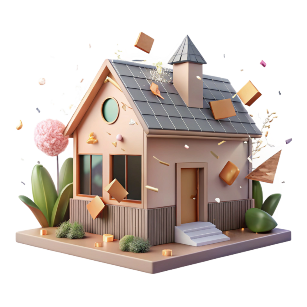 impressive modern Eco Friendly House Side Angle Transparent Background high resolution png
