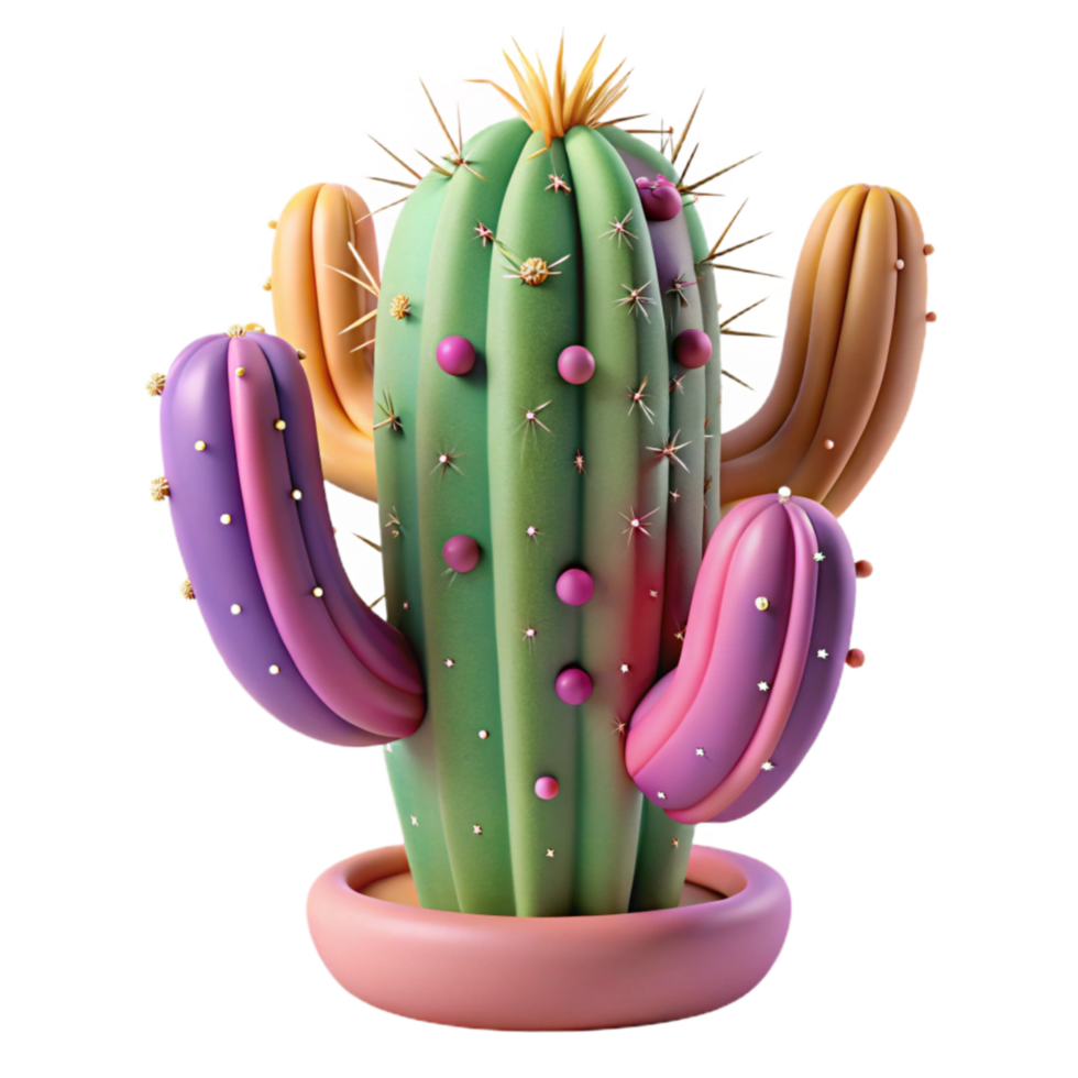 stunning abstract Cactus with Spines Isolated premium png