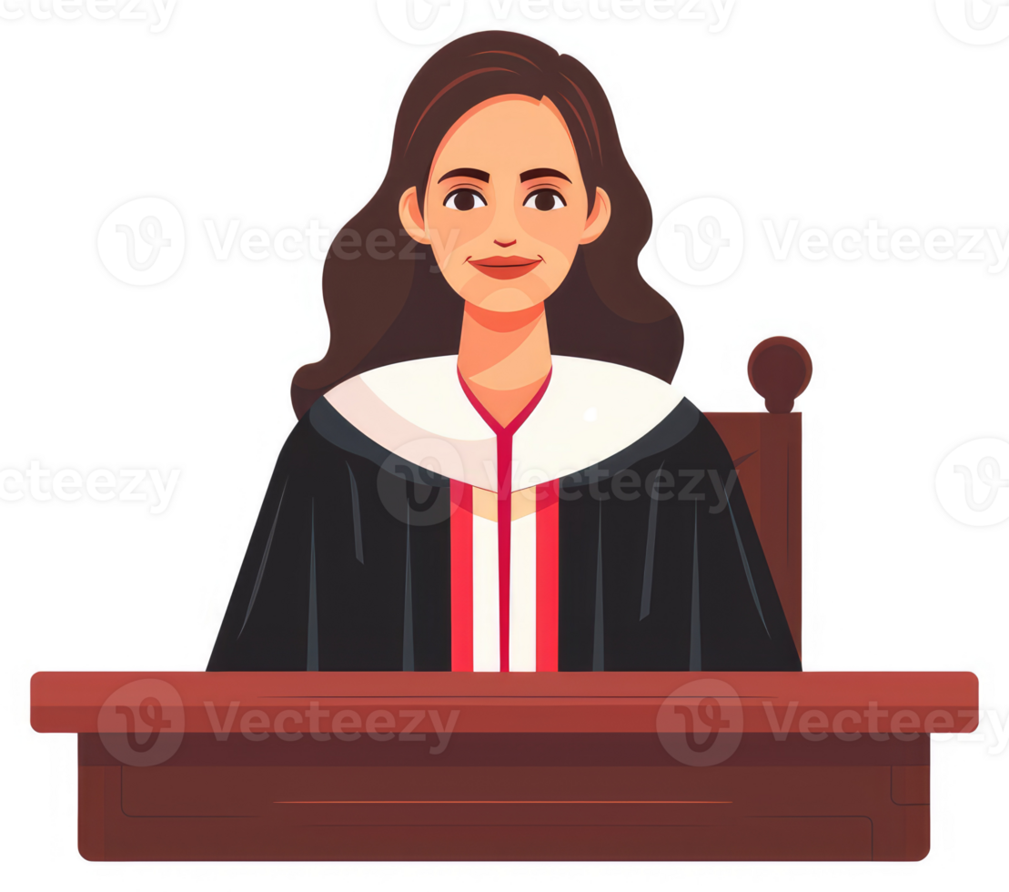 A female academic in a graduation gown seated behind a podium. png