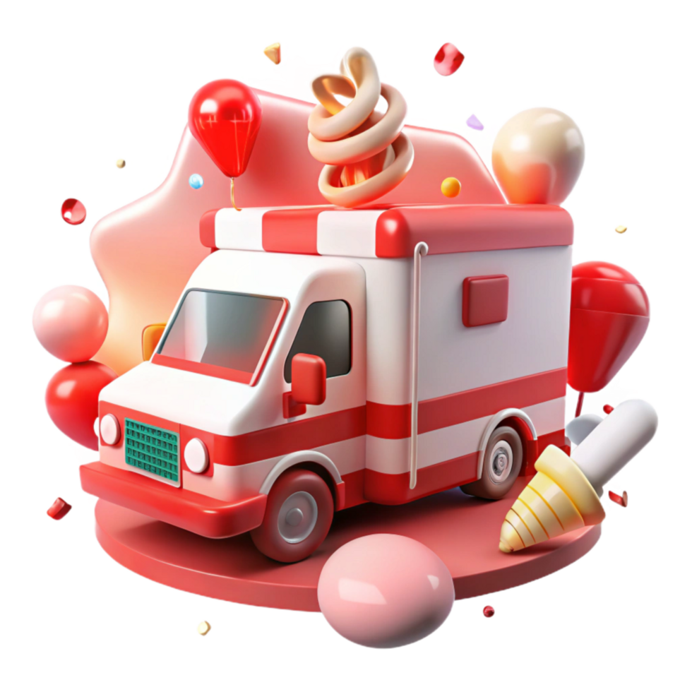 vibrant modern Ambulance Illustration Red and White Cutout png