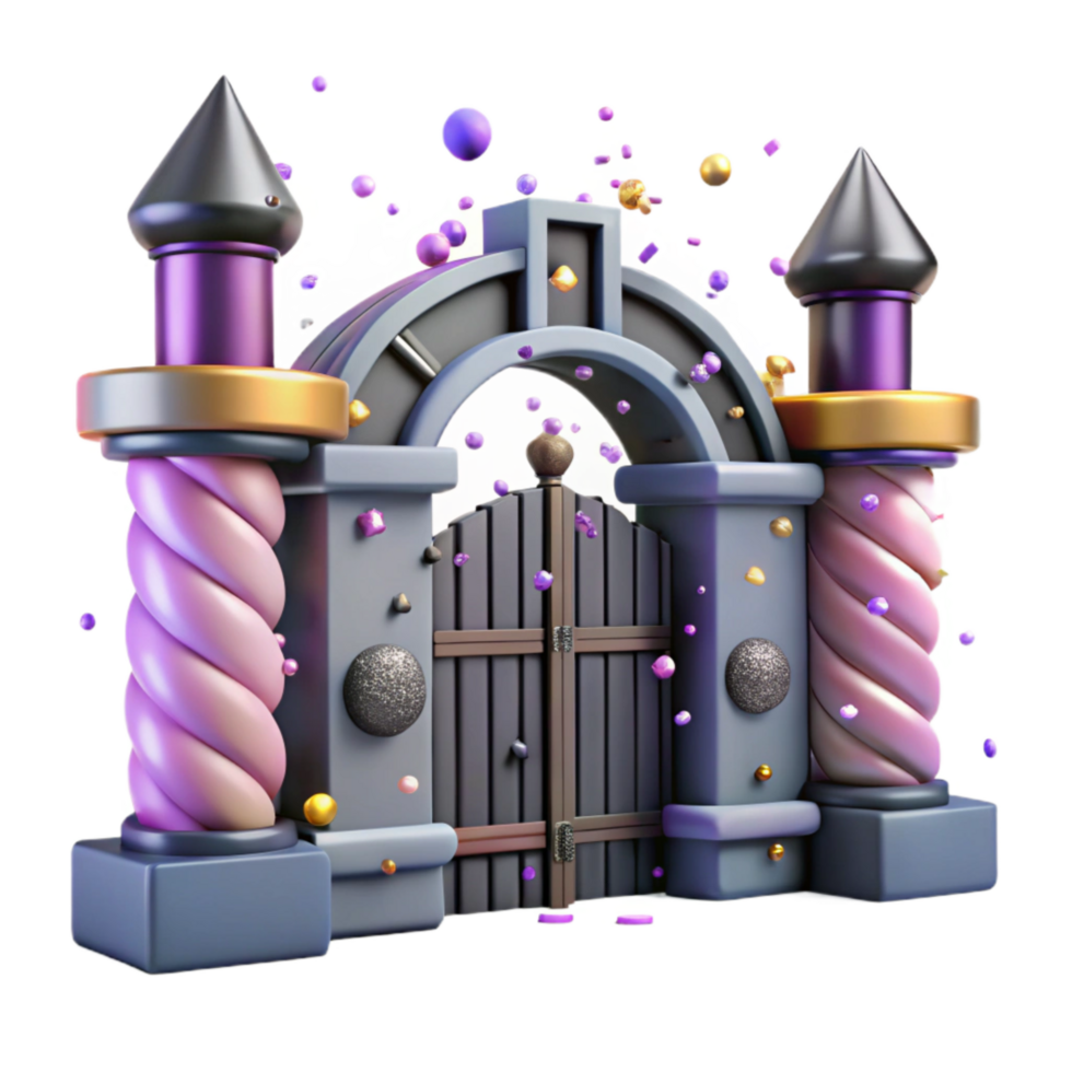 wonderful minimalist Castle Gate Isolated with Iron Details detailed png