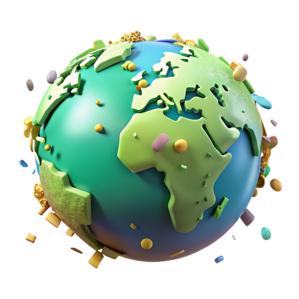 magnificent artistic Earth Globe with Green Overlay Soft Lighting Transparent high resolution png