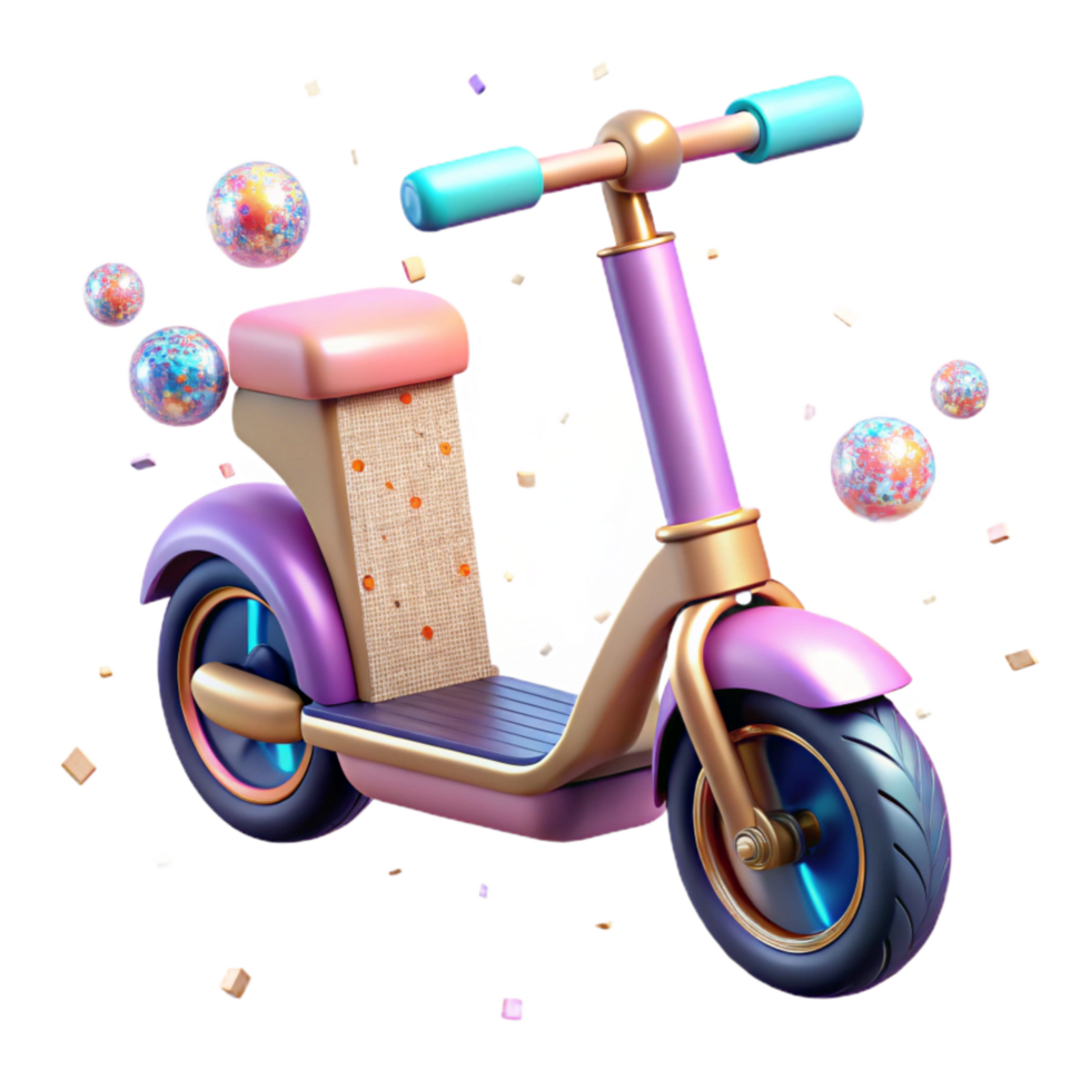 serene creative Electric Scooter Side View Urban Setting Isolated premium png