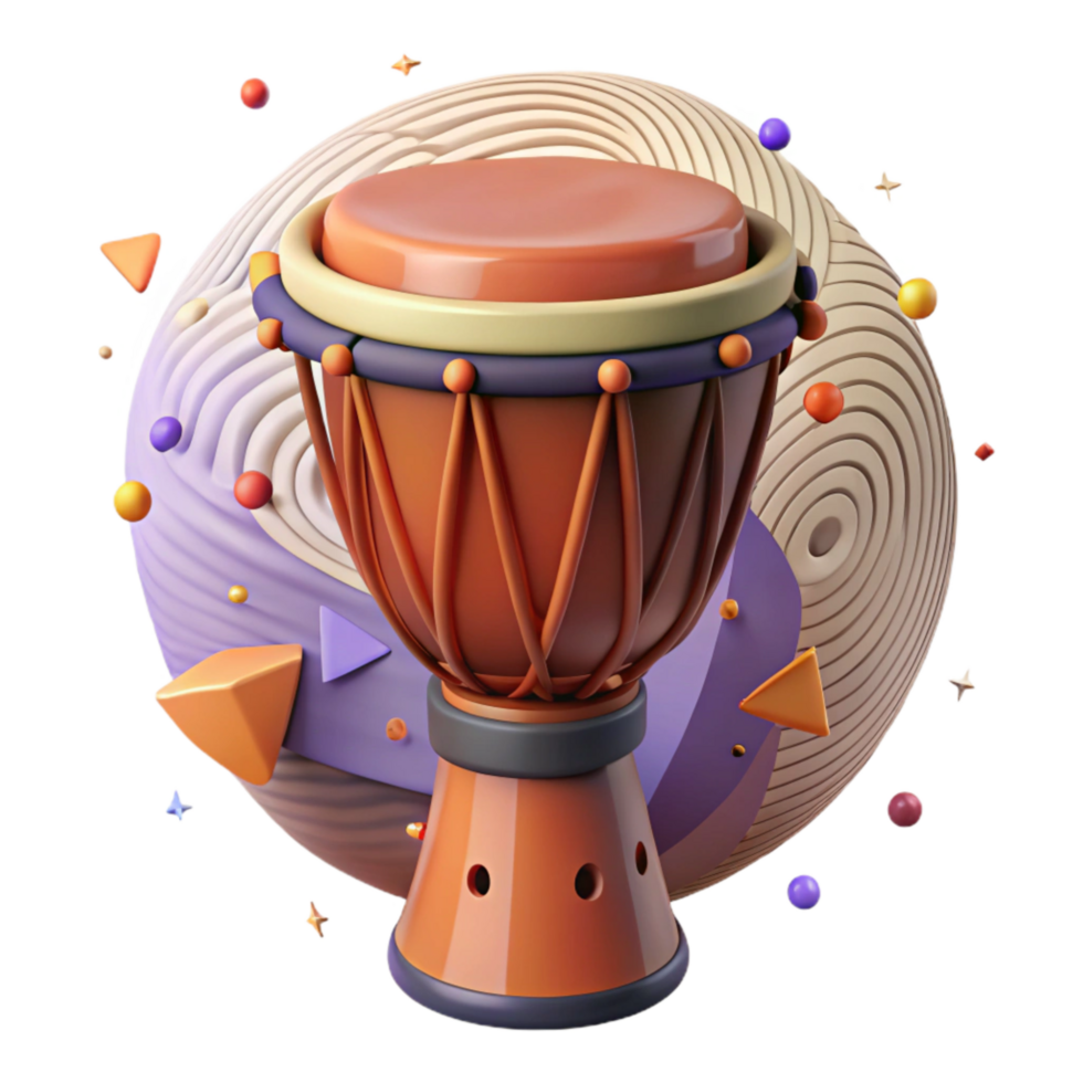 elegant classic Djembe Drum with Carved Design Cutout genuine png